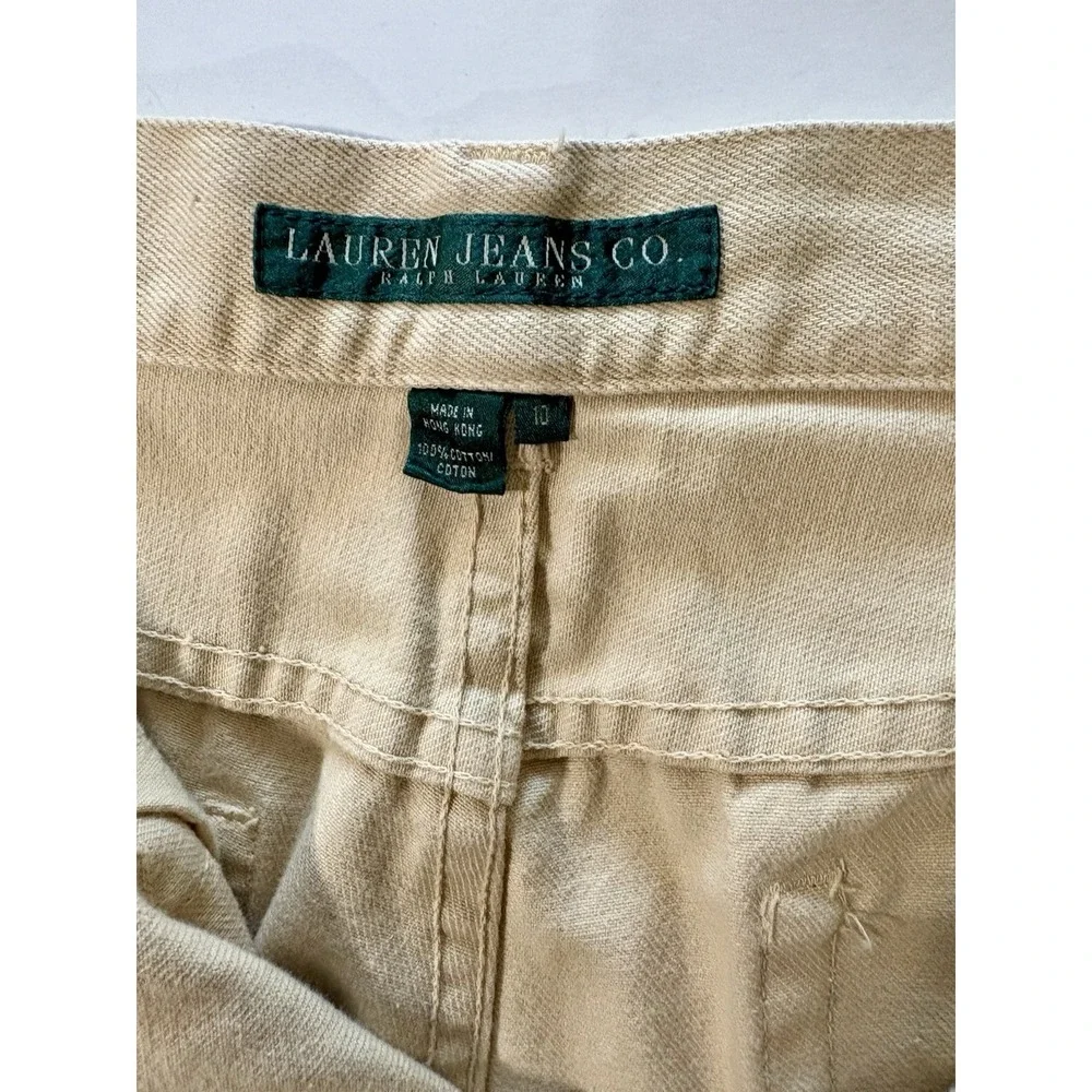 Y2K LAUREN Jeans Co 10 Sand Battenburg Lace Trim Pants Bootcut Leg Jeans Romance